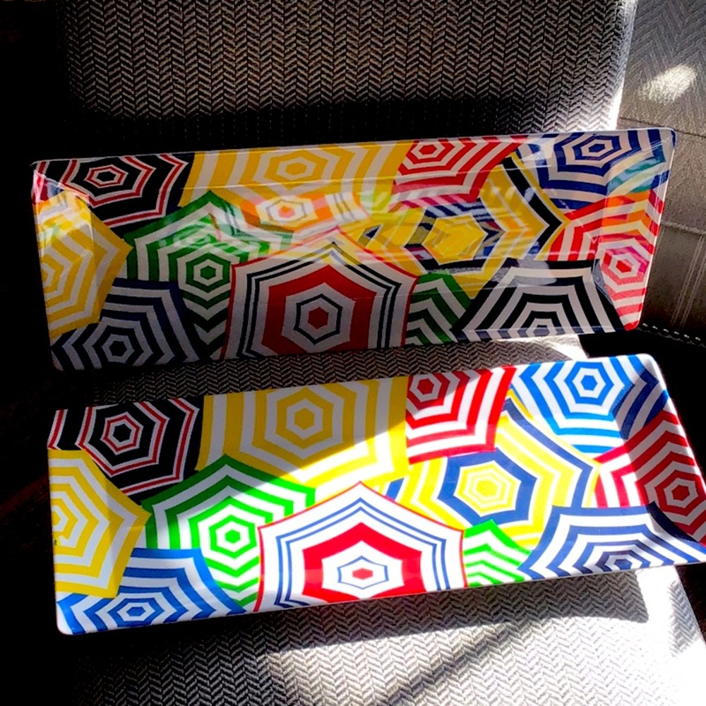 Martha Stewart Collection, Geometric Colorful Sandwich Trays - set of 2